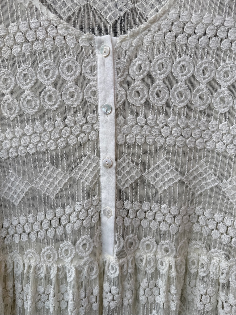 Crochet Lace Long-Sleeve Mini Dress - Sheer - Picture 4 of 7